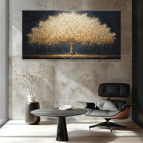 Large Wall Art Gold Tree Of Life Artwork Prints Canvas Art Wall Decor Painting Prints Gold Tree Large Abstract Wall Decor Picture For Living Room Bedroom Home Office Artwork 35"X 70"