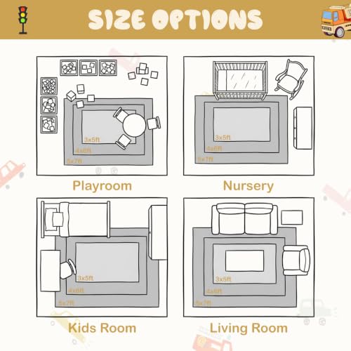 Kids Car Rug 3'x5' Washable Non