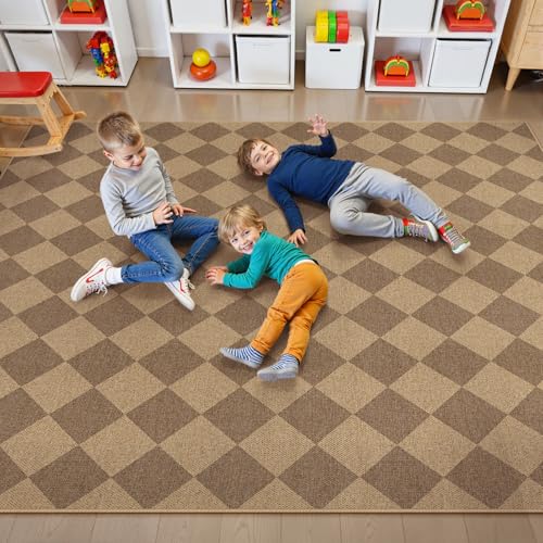 Checkered Easy Jute Dining Room Rug