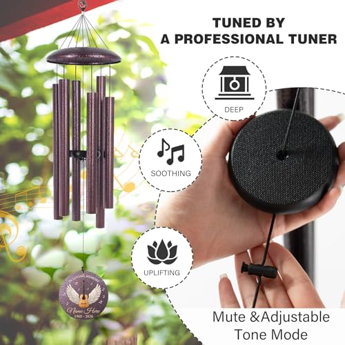 Personalized Guitar Memorial Wind Chimes for Loss of Loved One