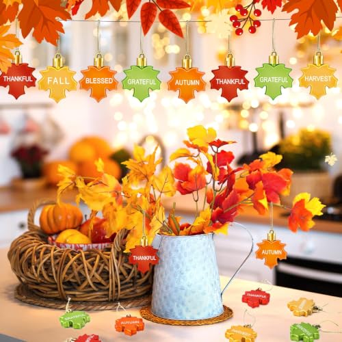 24 Pcs Fall Tree Ornaments Maple Leaf Thanksgiving Decorations (24 Count)