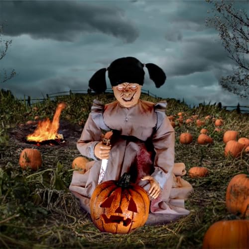 Lunging Pumpkin Carver Zombie Girl by Tekky