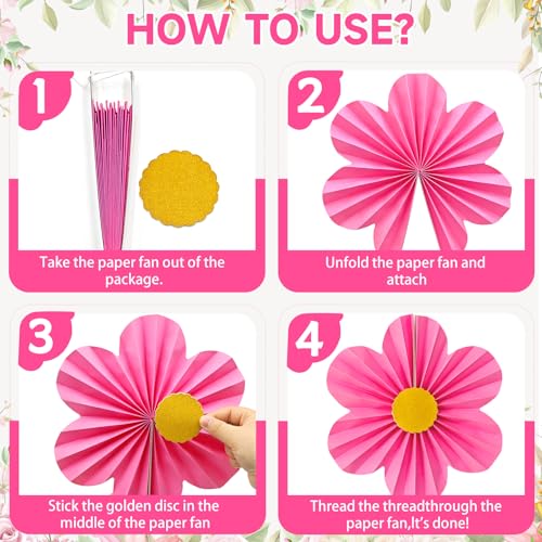 Pink Paper Fans Wall Decor (12 Count)