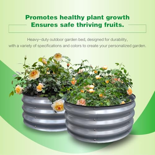 GARDMAX 2 Pack 2x2x1FT Galvanized Round Raised Garden Bed Kit