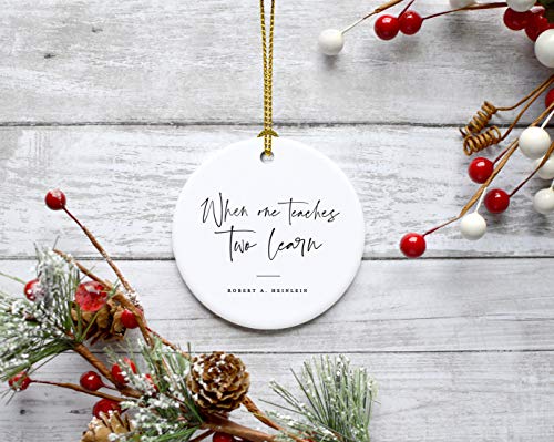 Round Ceramic Porcelain Christmas Tree Ornament for Teacher Thank You Appreciation Graduation Gift
