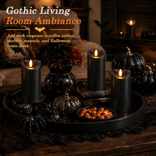 Halloween Black Waterproof LED Candles with Remote Timer (2 Count)