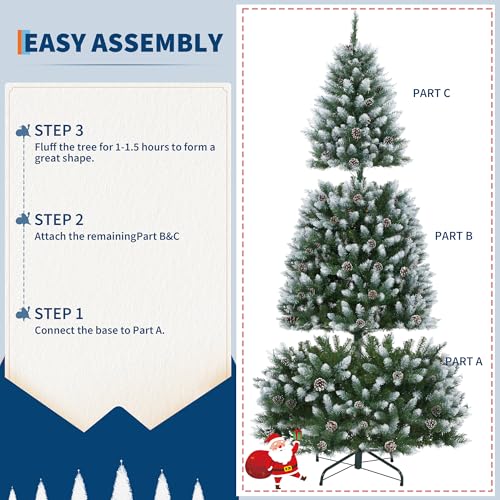 9FT Pre Lit Artificial Christmas Tree with White Lights