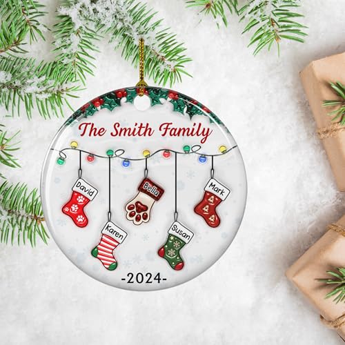Stocking Personalized Family Christmas Ceramic Ornament 2025