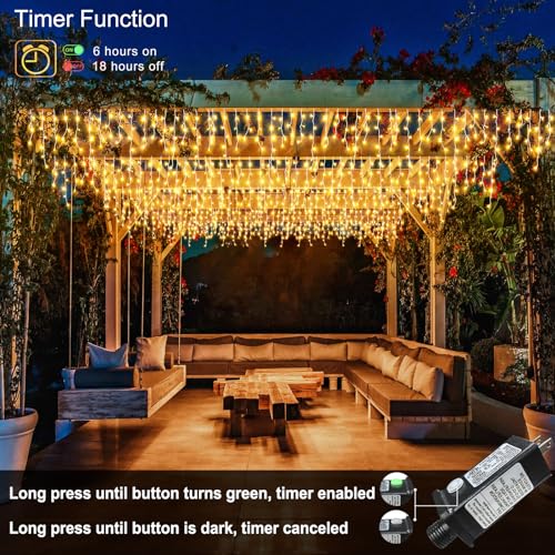 33ft 400 LED Icicle Lights for Outside Warm White Christmas Lights Outdoor