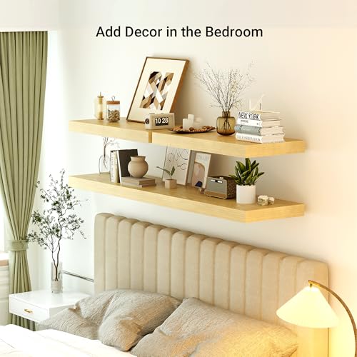 36 x 12 Deep Floating Shelves Wall Mounted Set of 1 Oak