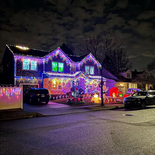 Colored Christmas Lights 400LED Icicle Lights for Outside 33ft String Light
