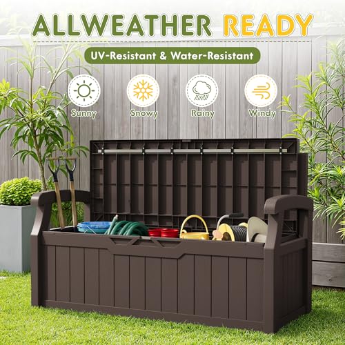 80 Gallon Outdoor Storage Bench Deck Box with Cushion