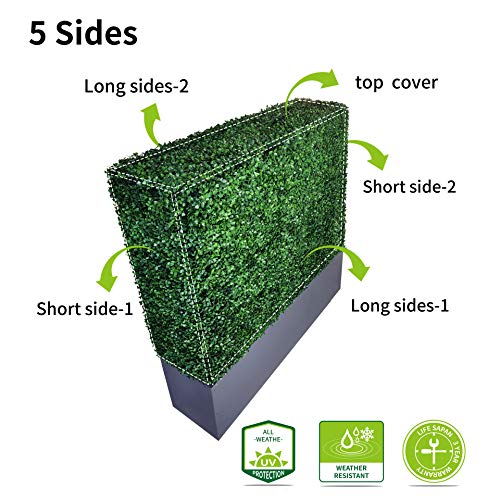 Upgraded Artificial Boxwood Hedge Wall with Gray Color Planter Box