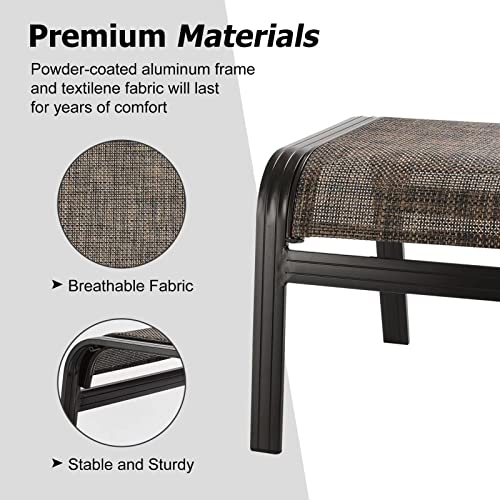 Patio Footstools Outdoor Foot Rest Aluminum Ottomans Samll Seat Wicker Furniture Patio Ottoman 2 Pieces Brown (2 Count)