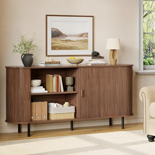 63" Fluted Buffet Sideboard Cabinet with Sliding Door