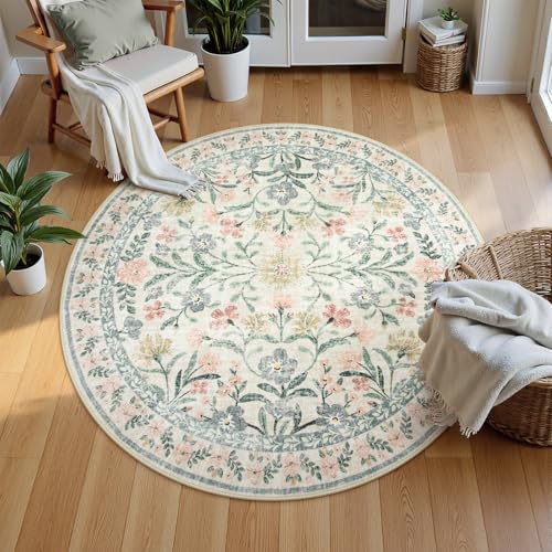 Floral Round Rugs 6ft (28 Sq Ft)
