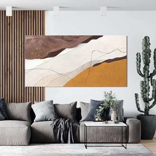 Large Modern Brown Wall Art Decor Canvas Abstract Wall Art Decor 29"x58"