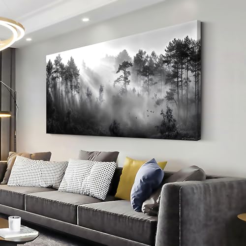 Black and White Forest Wall Art for Living Room Modern Canvas Prints Artwork Picture Paintings Bedroom Office Home Decor