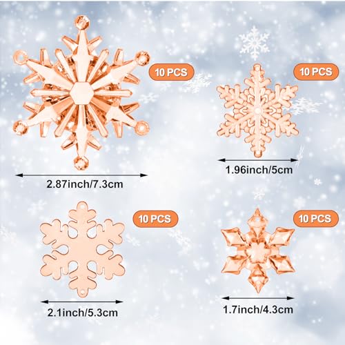 Champagne 40 Pcs Christmas Snowflake Ornaments for Xmas Tree (40 Count)