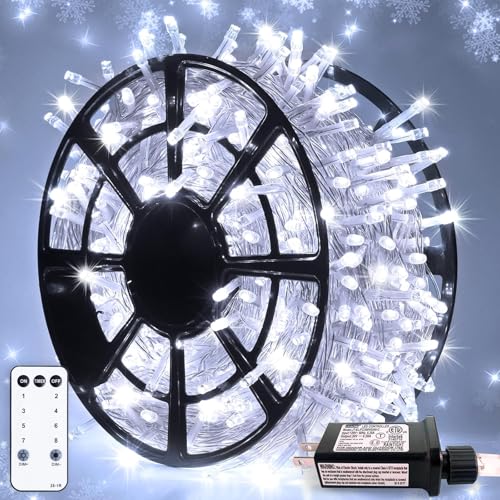 Clear Wire 163ft 500 LED White Christmas Lights Plug in (163 Foot)