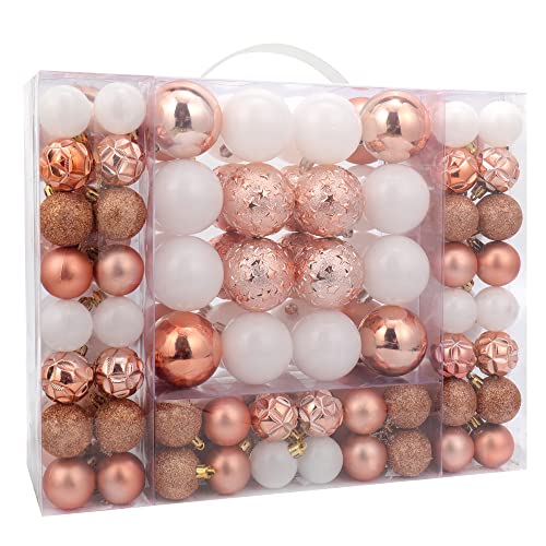 87ct Christmas Ball Ornaments Set Shatterproof Seasonal Hanging Decorations with Reusable Hand (87 Count)