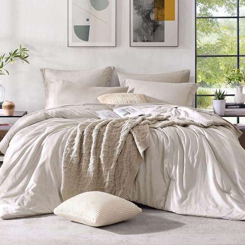 Full Size Comforter Set 7 Pieces Oatmeal Beige Bed in a Bag