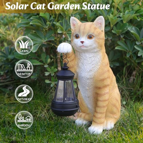 Solar Cat Garden Statue