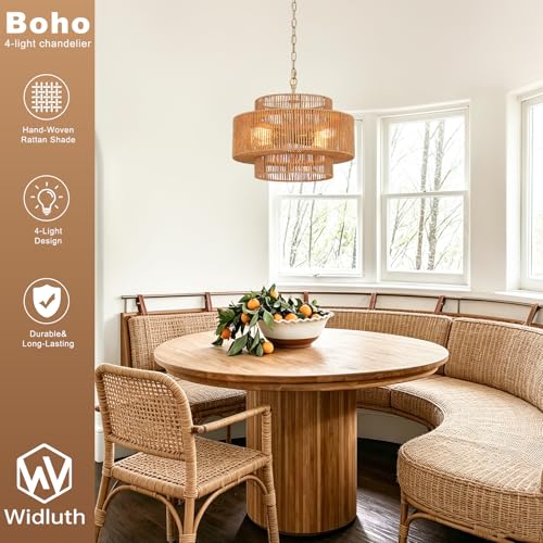 17.7" Gold Rattan Chandelier