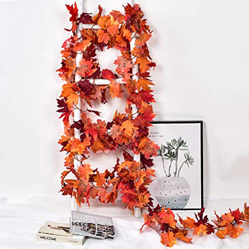 2 Pack Fall Maple Leaf Garland Artificial Maple Garland (11.8 Foot)