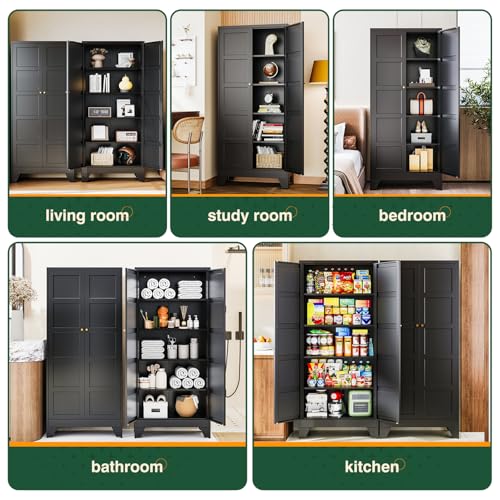 72" H Metal Storage Cabinet with 2 Doors and 4 Shelves