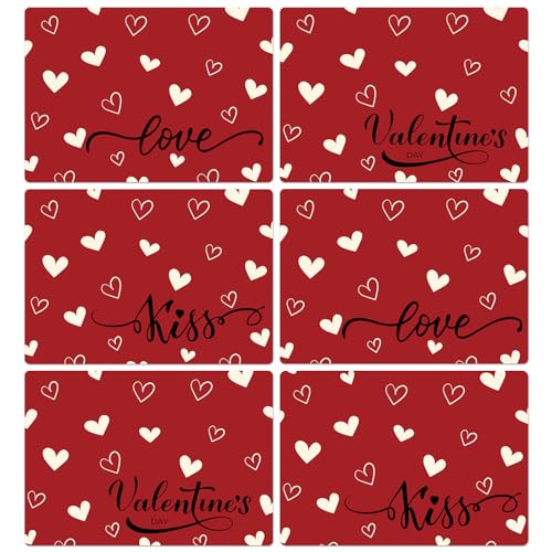 Valentine Plastic Placemats Set of 6 Summer Table mats 17×13×0.04in (6 Count)