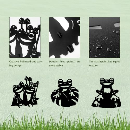 3 Pack Frog Metal Garden Decorative Stakes (3 Count)