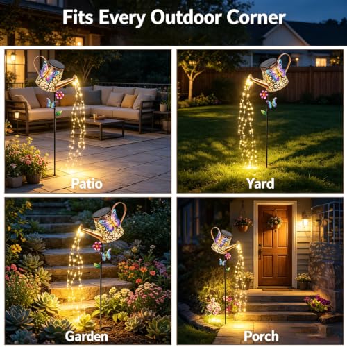 Solar Watering Can Lights Outdoor Garden Decor Gifts for Women Mom Grandma