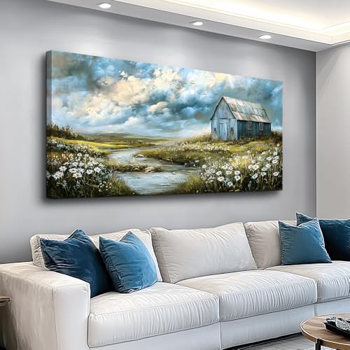 Wall Art For Living Room Large Canvas Wall Decor For Bedroom Field Scenery Flower Watercolour Painting Office Restaurant Mural Printing Picture Artwork Ready To Hang Home Decor 24x48 In