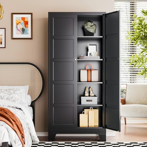 72" H Metal Storage Cabinet with 2 Doors and 4 Shelves