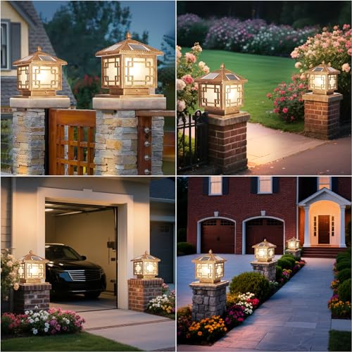 Solar Post Lights Outdoor Waterproof Gate Post Mount Lights with Solar LED