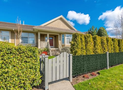 Faux Ivy Privacy Fence Screen Outdoor Expandable Artificial Greenery Roll Fake Hedge Wall Patio Green Plastic Leaf Plant Vine Grass Panels Gate Covering for Garden Yard Balcony