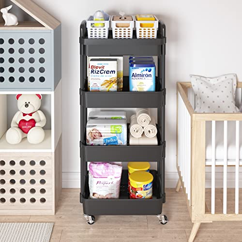 4 Tier Utility Cart with Drawer & Wheels