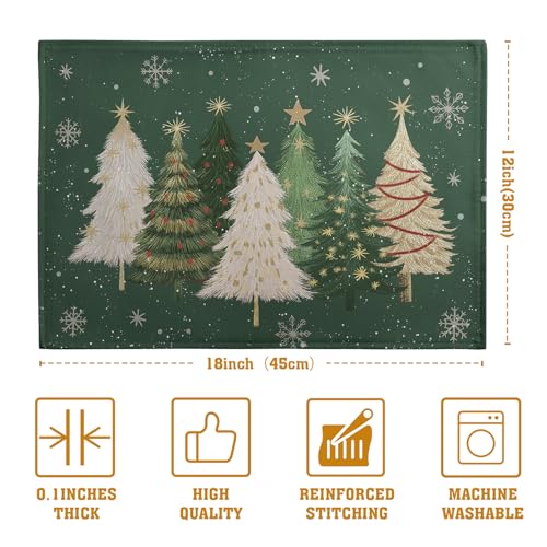 Green Christmas Tree Placemats Set of 4