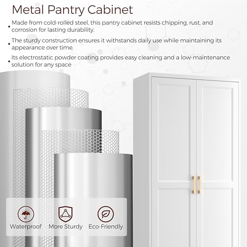 71" Tall Metal Kitchen Pantry Cabinet