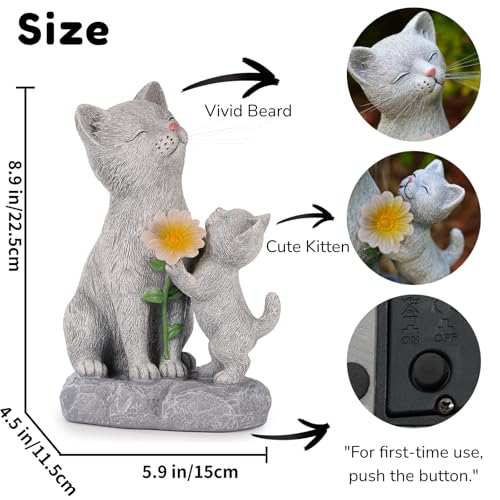 Solar Cat Garden Statue Outdoor Decor
