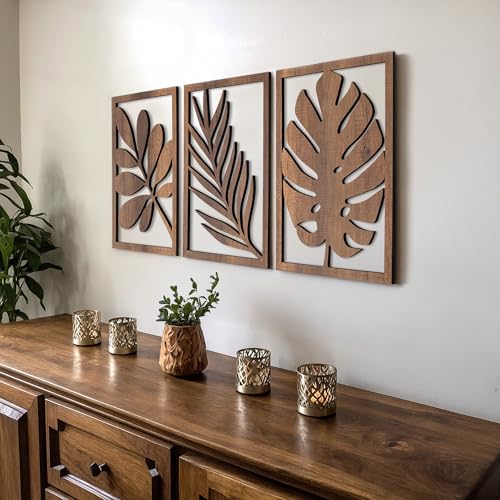 Modern Wooden Wall Sculptures (3 Count)