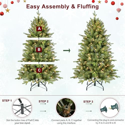 4FT Pre Lit Artificial Christmas Tree