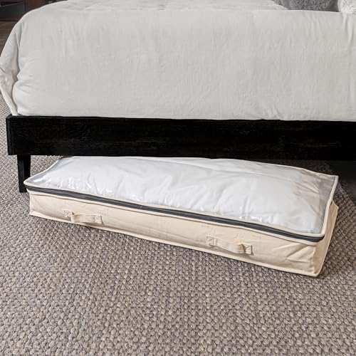 Cedarline Under Bed Storage Bag with Heavy‑Duty Cotton Canvas and Durable 3‑Sided Zipper