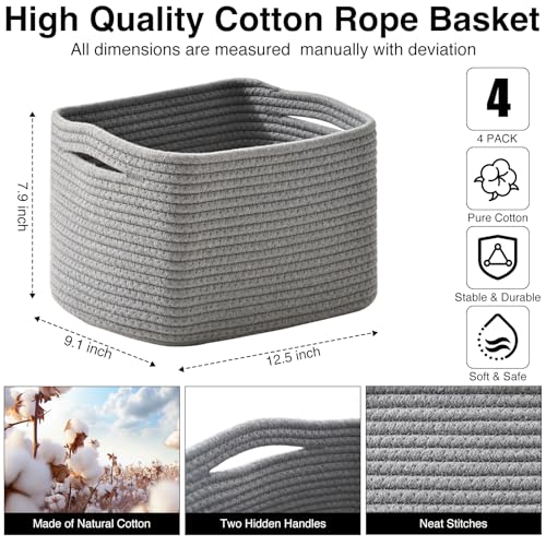 Small Storage Baskets for Shelves Organizing (4 Count)