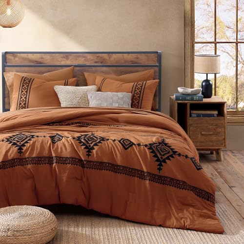 Embroidery Oversized King Comforter Set 7 Pieces Bed in a Bag