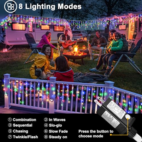 Colored Christmas Lights Outdoor 66ft 640 LED Icicle Lights for Outside