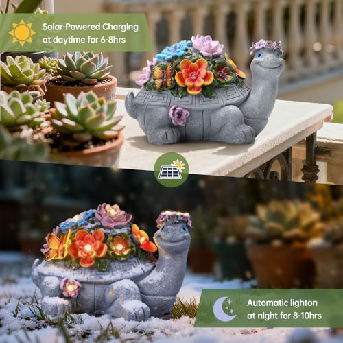 Large Solar Turtle Garden Statue