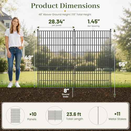 No Dig Garden Fence Outdoor for Yard (1260 Sq Ft)