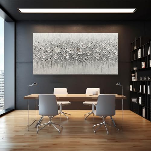 Large Canvas Wall Art for Living Room White Flowers Picture Hand